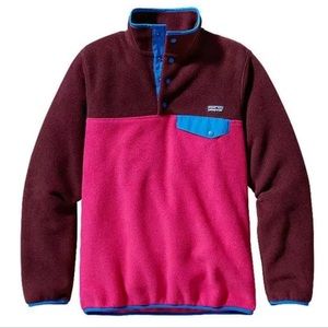 Patagonia Burgundy and Pink Fleece Pullover